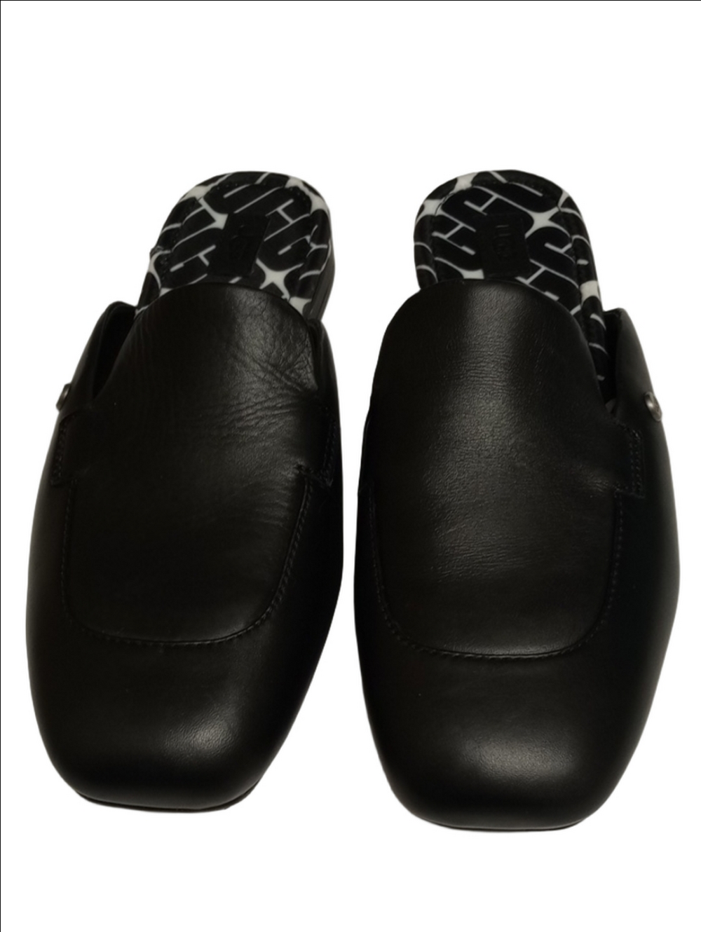 🆕 UGG "JANAYA" BLACK LAMB LEATHER MULES WITH LOGO LINING ◾NWOT - Picture 4 of 11